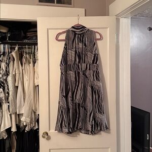 Elegant Black and White Striped Dress